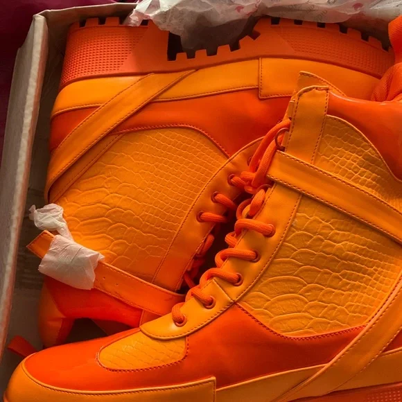 Dolls Kill Orange Combat Boots Tangerine Orange Boots - Picture 3 of 9